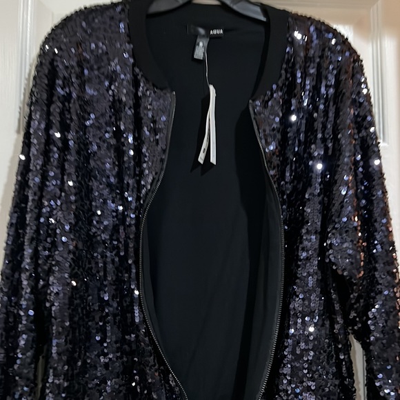 NEW Aqua for Bloomingdale’s  Sequin Bomber Jacket - Picture 5 of 5